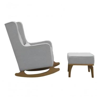 Imagem de Poltrona De Amamentação E Balanço Retro áquila C- Puff Bege Cinza Desenho Do Tecido Liso