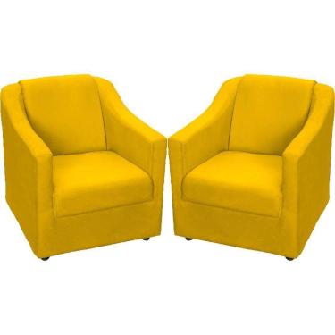 Imagem de Kit 2 Poltronas Mila Pé De Plástico Cromado - Amarelo Suede