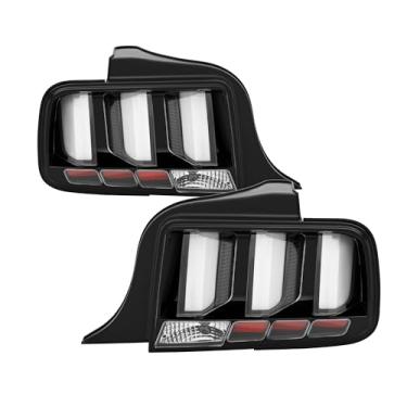 Imagem de Conjunto de luzes traseiras de LED compatível com Ford Mustang 2005 2006 2007 2008 2009 lâmpada traseira de substituição, lente transparente