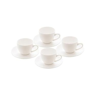 Imagem de LYOR - Conjunto 4 Xícaras de Café C/Pires de Porcelana Clean 100ml