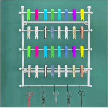 Imagem de Expositor De Fitas, Gravata E Cachecol, Organizador De Fita De Papel De Embrulho De Parede Para Floricultura, Lojas De Varejo, Prateleiras De Metal, Cabides De Calças, Suporte, Black, 100×80cm