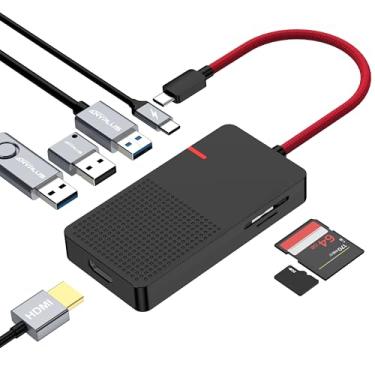 Imagem de ANYPLUS Adaptador multiportas USB C, estação de ancoragem para laptop USB C 7 em 1 com HDMI 4K, 3 portas USB 3.0, TF/SD, carregador PD de 100 W - Plug and Play para MacBook Pro Air HP XPS Steam Deck