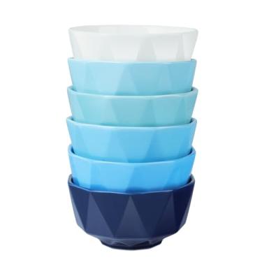 Imagem de fanquare Conjunto de 6 tigelas de sobremesa de 350 ml, tigelas de sorvete de 11 cm, tigelas pequenas para micro-ondas e lava-louças, para cozinha, lanches, cores sortidas