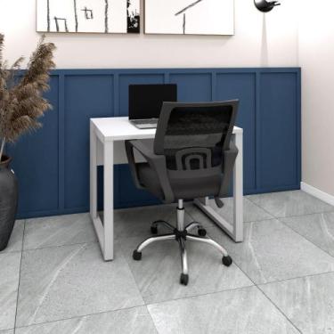 Imagem de Mesa Escritório Plataforma 90cm 1 CX de Tomada Pé Metal F5 - F5 Office