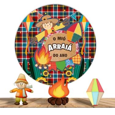 Imagem de Painel Redondo 1,50m + 03 Totens Display MDF 25cm Festa Junina (PD-FJN0002)