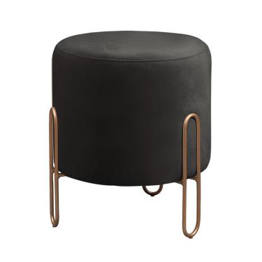 Imagem de Puff Banqueta Mali Luxo Base Bronze Castellar Móbile Corino Preto