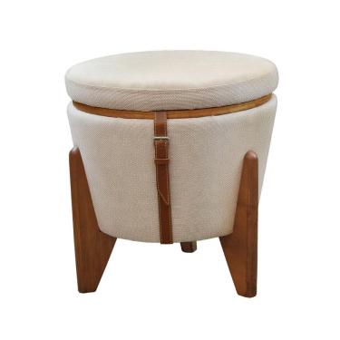 Imagem de Puff Banqueta Fênix Baú Mesa Castellar Móbile Linho Bege Claro