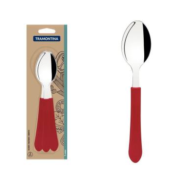 Imagem de Conjunto De Colheres De Mesa Leme Com Lâminas Em Aço Inox E Cabo Vermelho 3 Peças