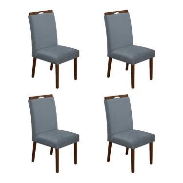 Imagem de Kit 4 Cadeiras De Jantar Madeira Maciça Mel Premium Heloísa Veludo Cinza - Cor: Cinza