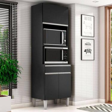 Imagem de Armário Paneleiro Torre Quente 2 Fornos Ambiente Andréia Preto Fosco - AJL