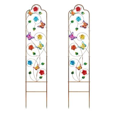 Imagem de HANAYARD Pacote Com 2 Treliças De Jardim Para Plantas Trepadeiras, Arco Metal Áreas Externas, Suporte 60'' Altura E 11'' Largura, Formato Borboleta