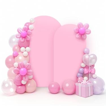 Imagem de LEBENGURU Capa Para Arco De Casamento 2,4 M, Atualizada, Fundo Elastano Rosa Claro 2 Conjunto Com Suporte Redondo Chiara, Decoração Balões Festa Aniversário, Chá Bebê E Banquete