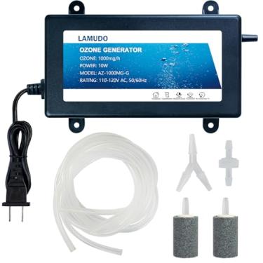 Imagem de Lamudo Gerador De Ozônio Com Pedras Ar Para Imersão Fria E Banheiras Hidromassagem, Ozonizador Portátil Spa 1000 Mg/H, Máquina Multiuso Alto Rendimento (Inclui Válvula Retenção Em Y)