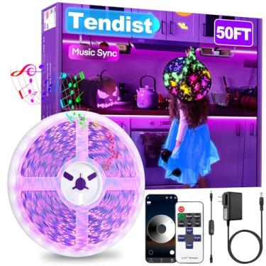 Imagem de TENDIST Fita De Led Luz Negra 15 Metros Com Controle Por Aplicativo, Para Festa Remoto, Adesivo Inteligente Neon Roxa, Decoração Uv Halloween, Quarto, Tapeçaria, Pôster