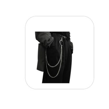 Imagem de Calça de metal punk rock feminina corrente masculina redonda cintura corrente unissex hip-hop joia corporal presente