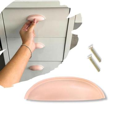 Imagem de Kit 8 Puxador Concha Colorido em Metal p/ Gavetas e Móveis - Compras F