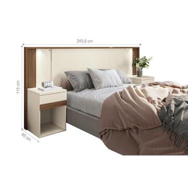 Imagem de Cabeceira Casal Com Gavetas Caracas Areia Jatobá