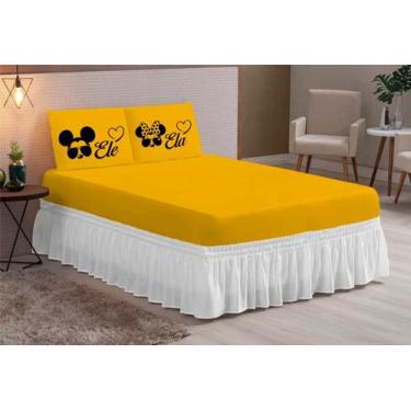 Imagem de Jogo de lençol casal queen com elastico 3 peças estampado - vitheotex 