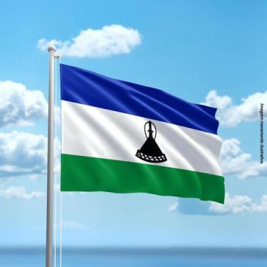 Imagem de Bandeira de Lesoto 80cmx140cm Tecido Oxford 100% Poliéster - Presente-