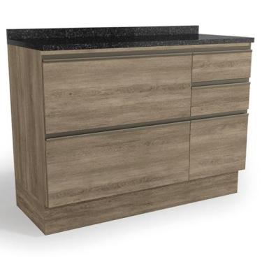 Imagem de Balcao Com Tampo 120 cm 1P 4G Maxxi G746 Nogal Preto Kappesberg, Nogal