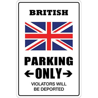 Imagem de StickerPirate British Parking Only 20.3 cm x 30.5 cm Placa de metal novidade alumínio NS 020