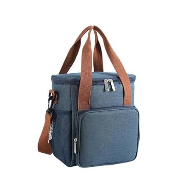 Imagem de Bolsa Térmica Para Pizza Com Alça De Mão E Isolamento Térmico Eficiente Sacos de Entrega de Pizza Lancheira Termica(Azul Marinho)