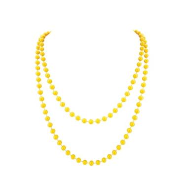 Imagem de Kicomvi Colar longo de contas neon dos anos 70 e 80 com contas de acrílico de cor brilhante para mulheres, acessórios de vestido, Plástico, Sem pedras