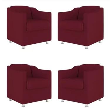 Imagem de Kit 4 Poltronas Bia Decorativa Reforçada Recepção Clinica Salão Sala De Estar Suede