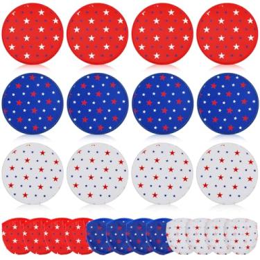 Imagem de Soulchen 12 peças de ventiladores patrióticos dobráveis de disco voador vermelho branco azul dobrável flexível com bolsa estrela brinquedo dobrável ventilador dobrável ventilador dobrável portátil