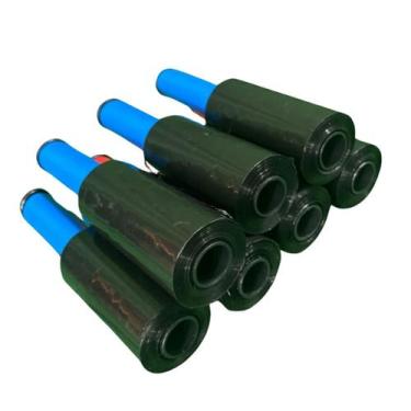 Imagem de kit 10 rolo filme stretch preto embala tudo com cabo 10mm 200metros - 