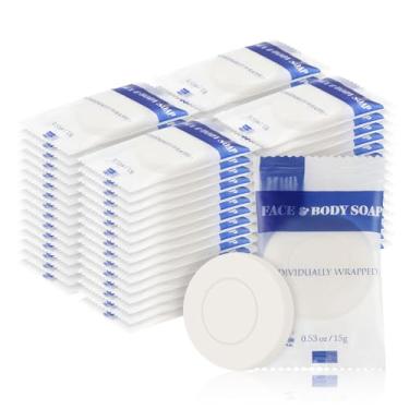 Imagem de RSQAZQ Sabonete de bar de hotel a granel, sabonete descartável embrulhado individualmente para mãos, rosto e corpo, artigos de higiene pessoal tamanho viagem para caridade, negócios, motel, hóspedes