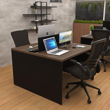 Imagem de Estação De Trabalho Mesa Plataforma Escritório 1200x600 2 Lugares Nogal