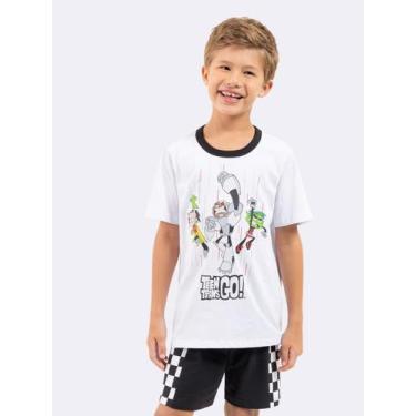 Imagem de Pijama Manga Curta Infantil Masculino Jovens Titãs Preto e Branco - Ve