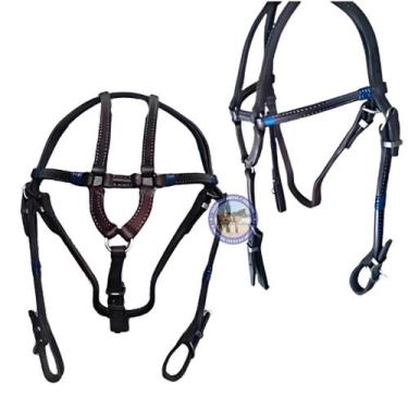 Imagem de Cabeçada Couro Mini Cavalo Pônei em couro legitimo - selaria shopping 
