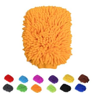 Imagem de BOLTRY Luva de lavagem de carro microfibra chenille super absorvente, luvas de lavagem de carro premium para limpeza de carros, caminhões, motocicletas (laranja)