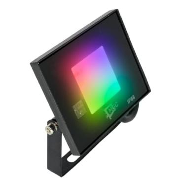 Imagem de Refletor Holofote Led 20W RGB, Multicolorido Com Controle, IP66 Uso Externo