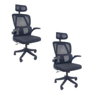 Imagem de Kit 2 Cadeiras de Escritório Presidente Executiva Oficial Legacy Preto