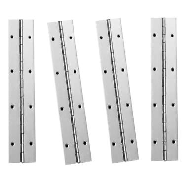 Imagem de 4 dobradiças de piano de 20 cm, dobradiça de aço inoxidável 304 (prata) largura aberta de 3,5 cm, dobrável de 0,04 cm para caixas de armazenamento, armários, porta, piano, móveis de madeira