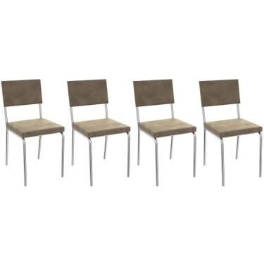 Imagem de Kit 4 Cadeiras de Cozinha Zaria 2C128 4 Un Cromado/Bege A036 Suede Suede - Kappesberg