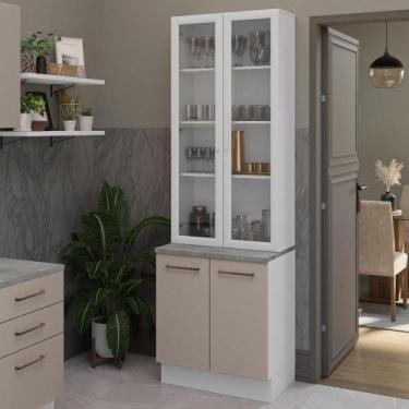 Imagem de Kit Balcão + Cristaleira 70cm Branco Crema Agata Madesa