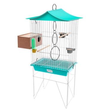 Imagem de Viveiro Gaiola Calopsita Epóxi Agapornis Aves com Ninho Criadeira Acessórios Vivo Pet (Verde)