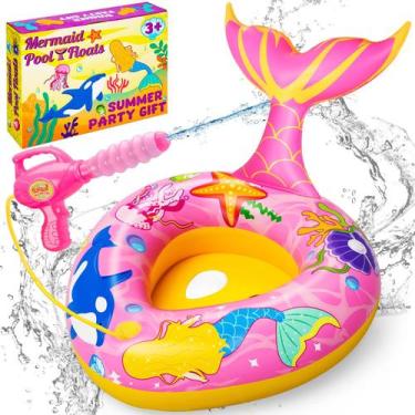Imagem de Pool Float Kids Mermaid com pistola de água de 3 a 8 anos inflável - D