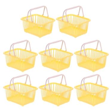 Imagem de PATIKIL 8 peças de cesta pequena de plástico, mini cesta de armazenamento de mercearia pequenas cestas de compras com alça organizadora água filtrada para organizar brinquedos, frutas, legumes