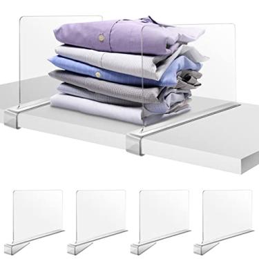 Imagem de Hekmaden Divisórias de prateleira de acrílico para organização de armário, divisória de prateleira transparente para prateleiras de 0,4 a 1 polegada, organizadores e armazenamento de armário, divisor