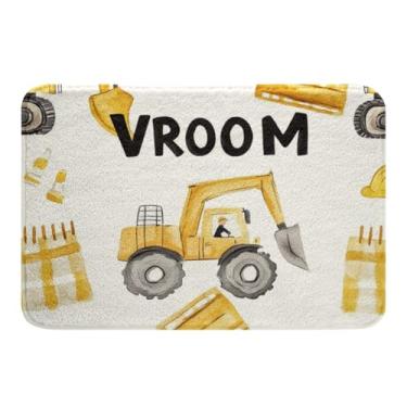 Imagem de jejeloiu Tapetes de banheiro para escavadeira, 40,6 cm x 61 cm, veículos de construção, crianças, meninos, meninas, adolescentes, equipamentos, caminhões, tapetes de banho para banheira,