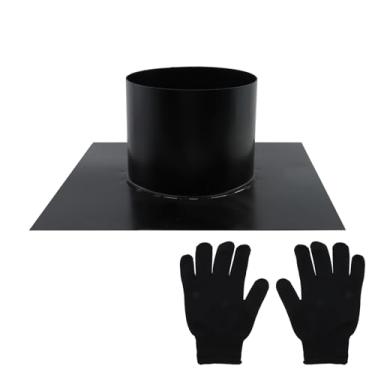 Imagem de Semetall Conector de duto HVAC de 10 cm - Aço galvanizado preto com luvas de nylon para eficiência de fluxo de ar, pacote com 1