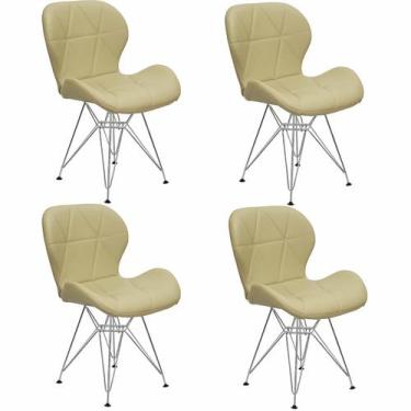 Imagem de Kit 4 Cadeiras Charles Eames Slim Eiffel Base Metal Cromado - Lianto D