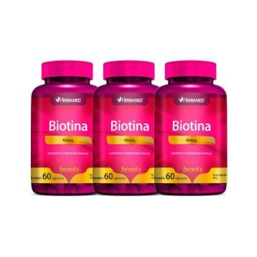 Imagem de Kit 3x Vitamina Biotina 45mcg 60 cps - HERBAMED