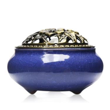 Imagem de Turíbulo Incensário de Mesa em Cerâmica Azul Escuro 10cm