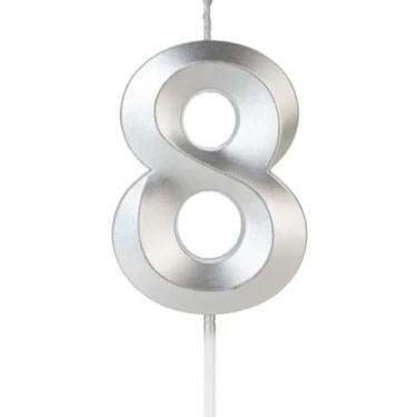 Imagem de Vela de Aniversario Design Prata Perolizada (Numero 8)